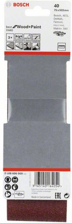 Produktbild Bosch Professional Zubehör PRO X440 Schleifband, 75 x 533 mm, G40 (40)