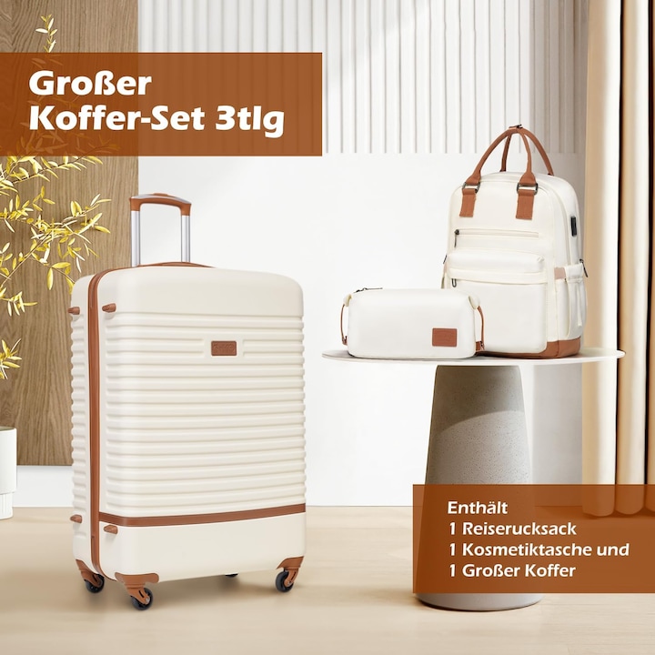 Actual product image Coolife 3-teiliges Reisegepäck-Set (93 l, Hand luggage (up to 50 litres), L (90 - 115l))
