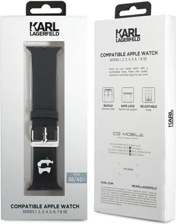 Produktbild Karl Lagerfeld Pasek KLAWMSLCNK Apple Watch 38/40/41mm czarny/black strap 3D Rubber Choupette Heads (41 mm, 38 mm, 40 mm, Silikon, Stahl)