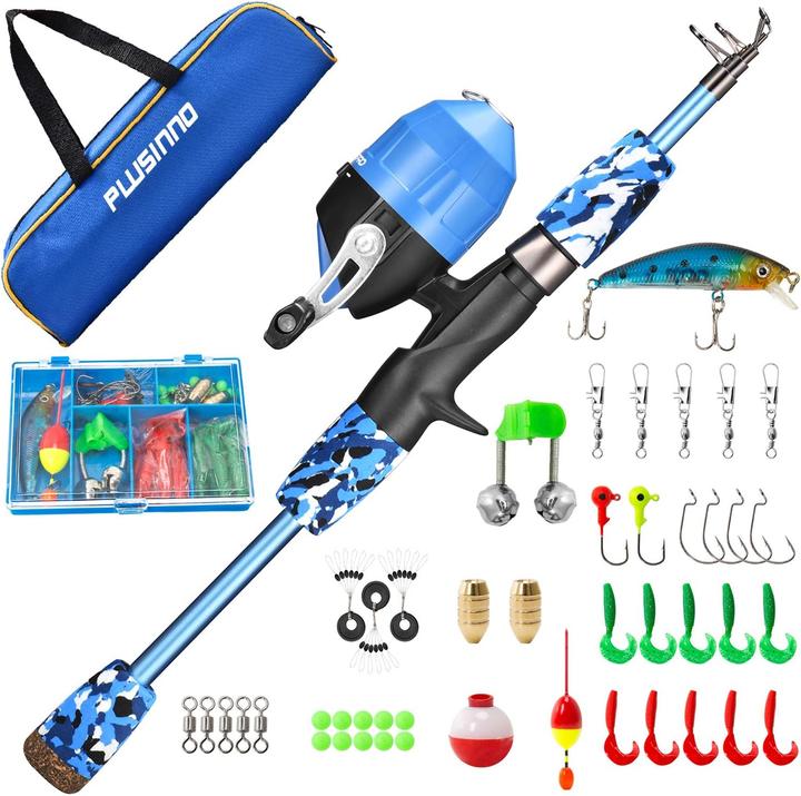 Immagine prodotto Plusinno Set da pesca per bambini in blu (Set da pesca, 150 cm)