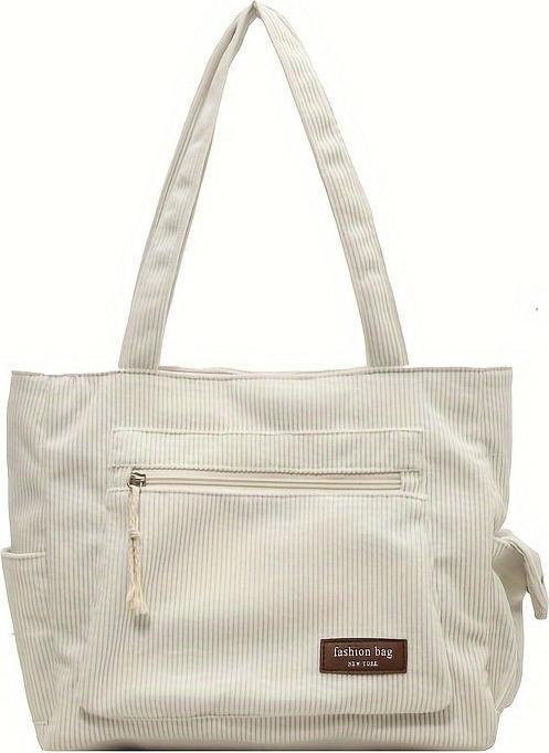 Produktbild Only-Bags.Store Einfache Cord Umhängetasche, Multi Taschen Tote Bag, Mode Handtasche für Schule Arbeit Einkaufen