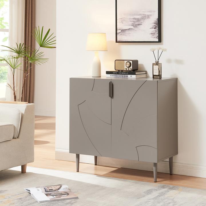 Image du produit En.Casa Sideboard Starvili mit 2 Türen 75x76x38 cm Grau (76 x 38 x 75 cm)