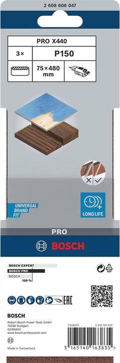 Produktbild Bosch Professional Zubehör PRO X440 Schleifband, 75 x 480 mm, G150 (150)
