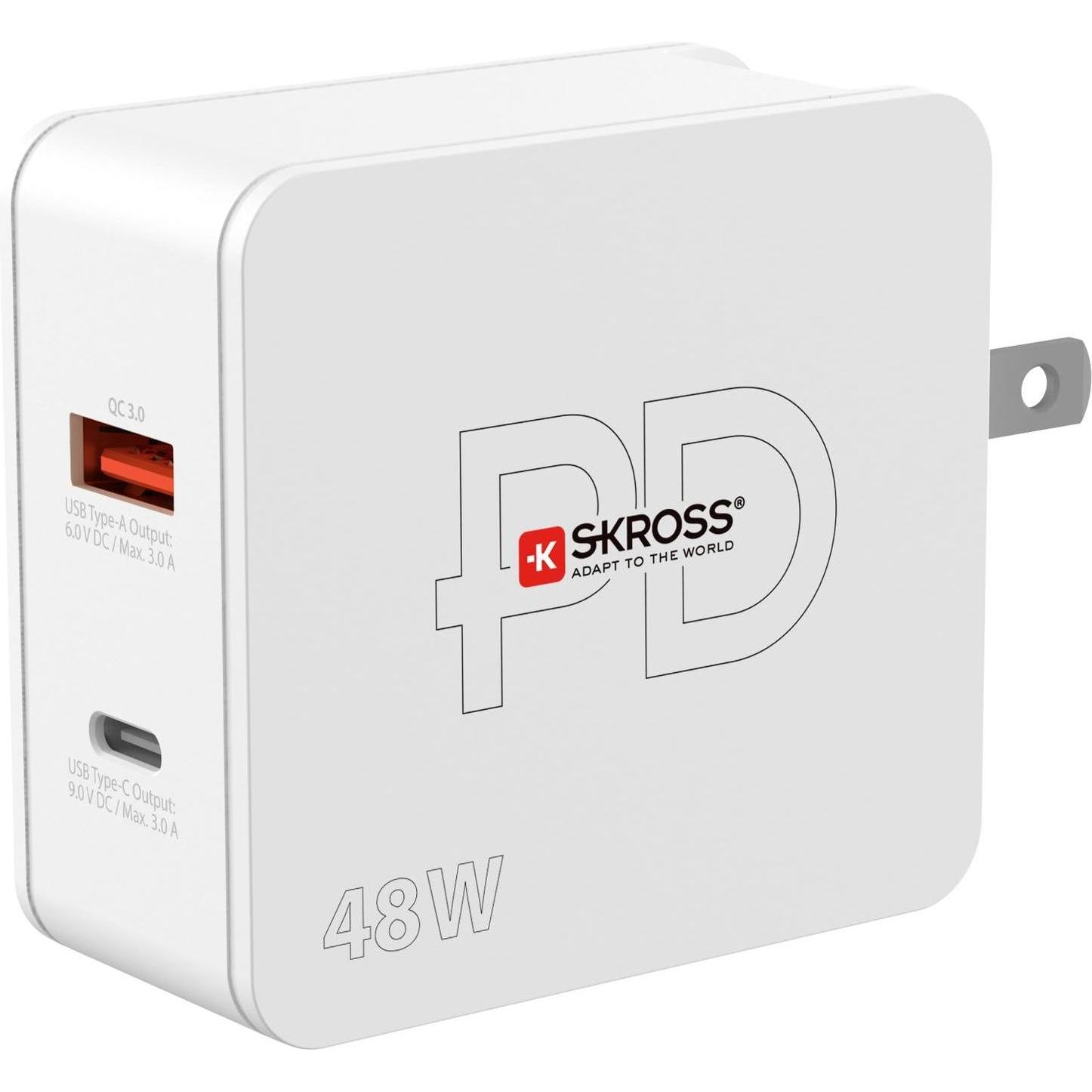 Thumbnail - Skross USB Netzteil Multipower Combo+, US 48 W, 5 V 9 V (48 W), USB Ladegerät, Weiss