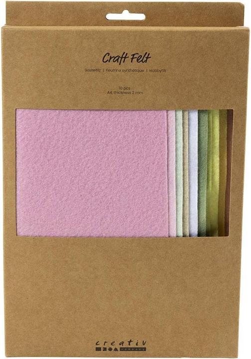 Creativ Company Bastelfilz 10 Stück, Sortiert, Pastell, Detailfarbe