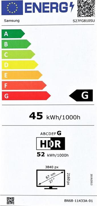 Energie-Label Samsung Odyssey OLED G8 - G81SF (3840 x 2160 Pixel, 27")