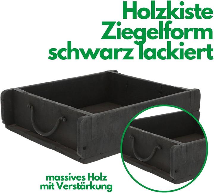 Produktbild Novaliv 2x Holzkiste Vintage Schwarz 30 x 25 x 8 cm Alte Ziegelform Holz Gross Allzweckkiste aus recy
