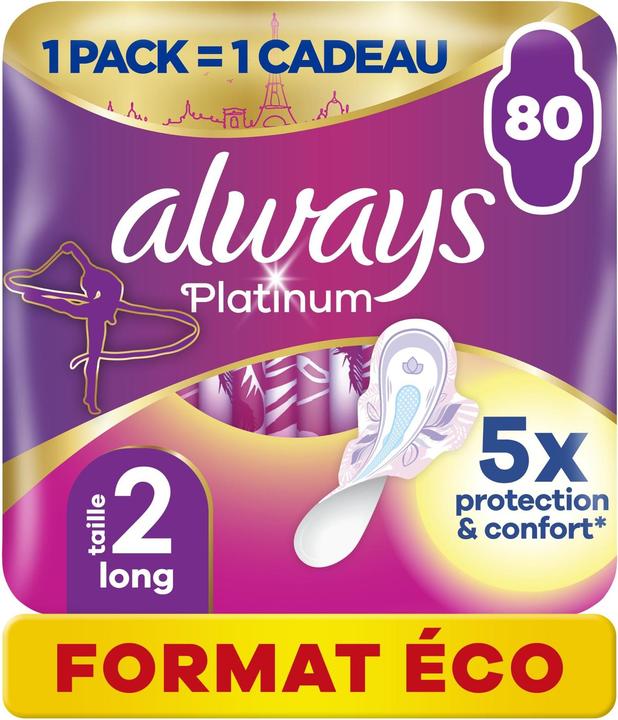 Produktbild Always Platinum mit Flügeln Long Plus Medium Flow Eco-Format einzeln verpackt (80x)
