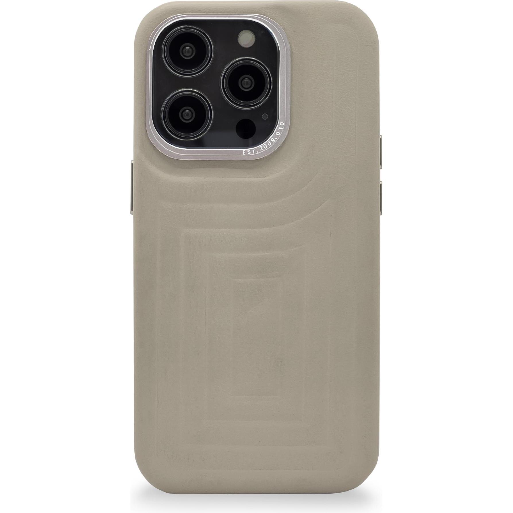 Decoded Leather Embossed (Apple iPhone 14 Pro Max), Smartphone Hülle, Beige