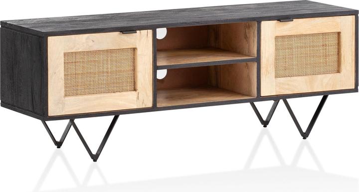 Actual product image FineBuy Lowboard FB98189 solid wood black (120 x 35 x 44 cm)