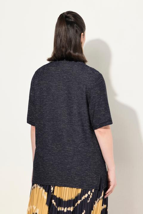 Produktbild Ulla Popken Sweatshirt, Struktur, V-Ausschnitt, Halbarm (62)