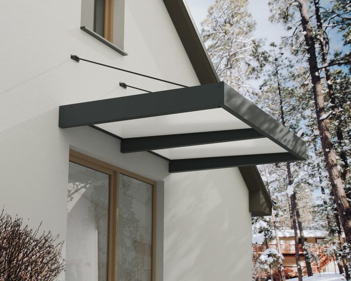Actual product image Palram CANOPIA | Sophia XL 5X6 / 1.4X1.9 Door and Porch Awning Dark Grey - White Opal