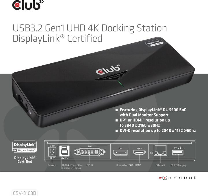Actual product image Club 3D Csv-3103d (USB-B, 9 ports)
