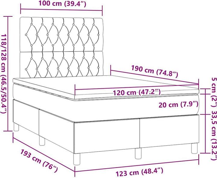 Image du produit vidaXL Boxspringbett (120 x 190 cm)