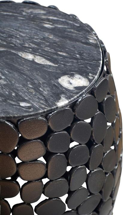 Produktbild FineBuy Beistelltisch rund 40cm Metall Couchtisch Marmor Alu Wohnzimmertisch Dekotisch