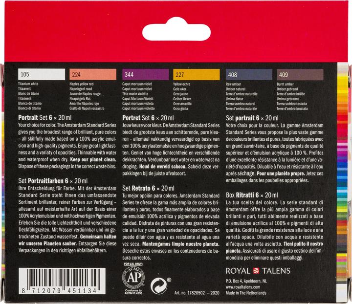 Produktbild Amsterdam Acrylfarbe Portrait 6 Tuben à 20 ml (20 ml)
