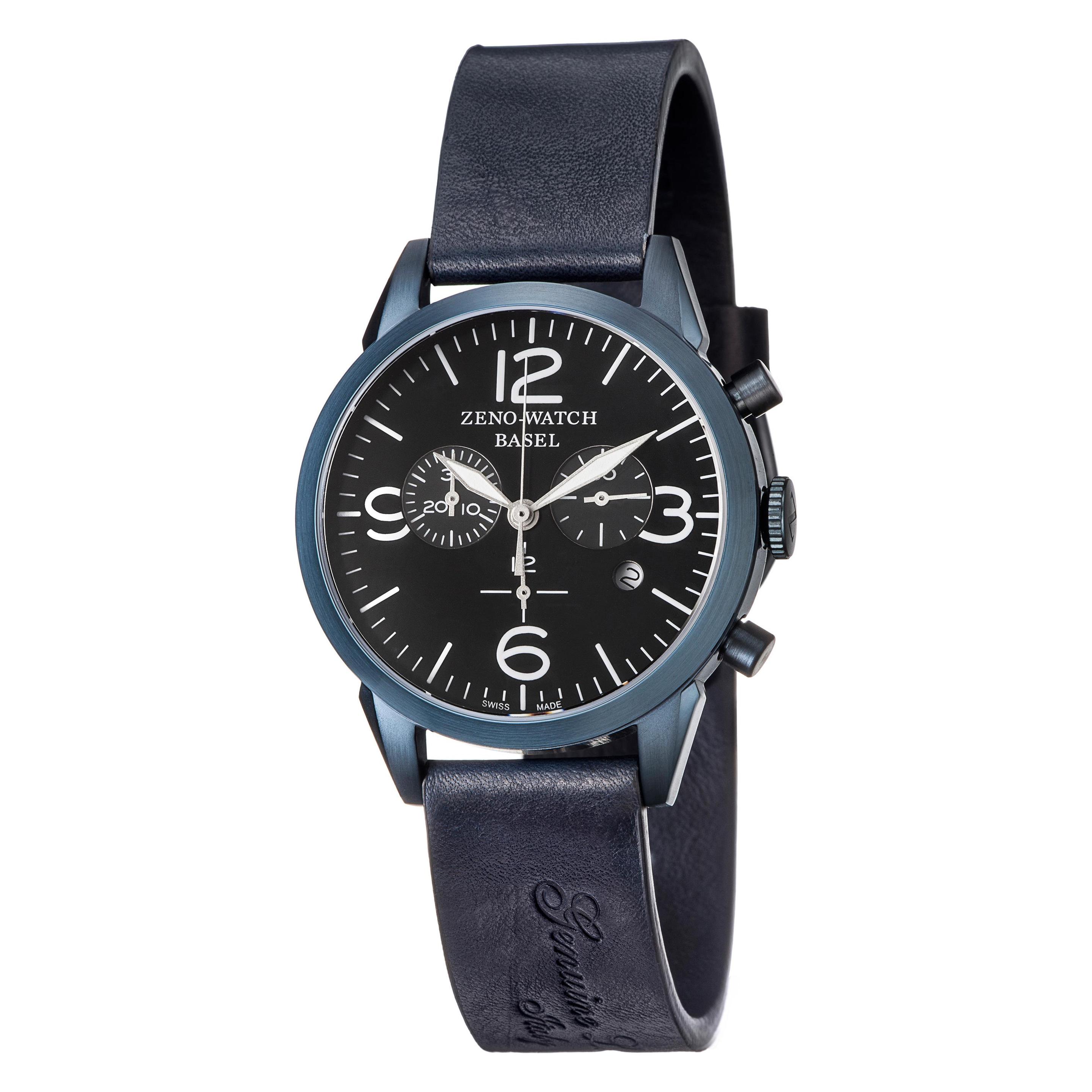 Zeno-Watch Basel, Armbanduhr, Vintage Line Chronograph Blue, Blau, (Analoguhr, Chronograph, Swiss Made, 42 mm)
