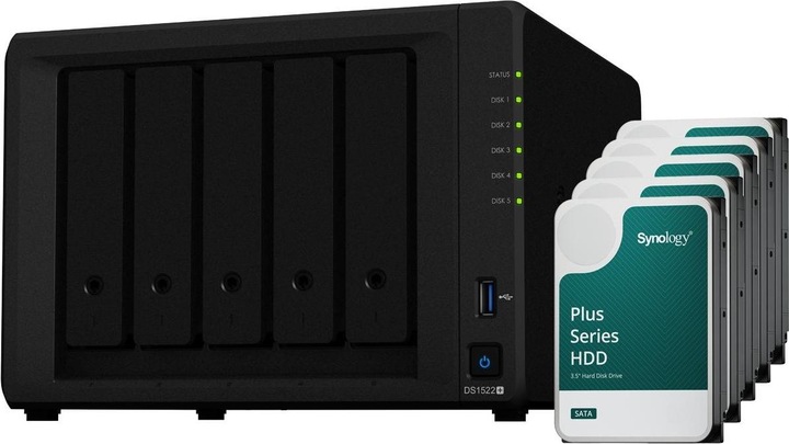 Produktbild Synology DS1522+ (5 x 16 TB, Synology HAT 33xx)