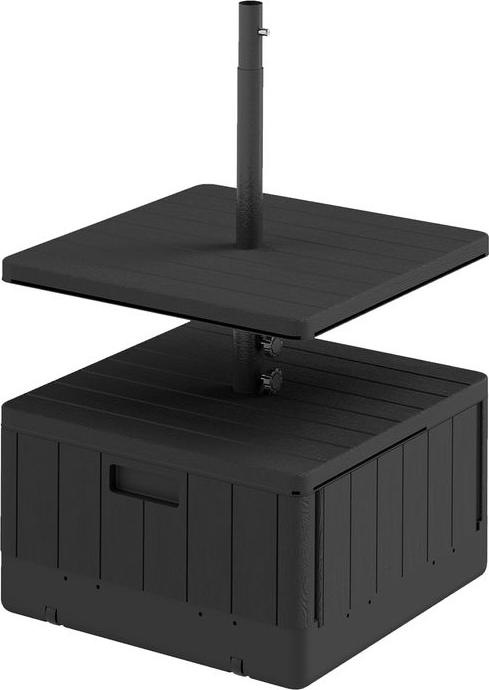 Produktbild Swisshandel24 3in1 Sonnenschirmständer 80 kg befüllbar, Bepflanzbar, Rollen, Ø38/48 mm, Schwarz