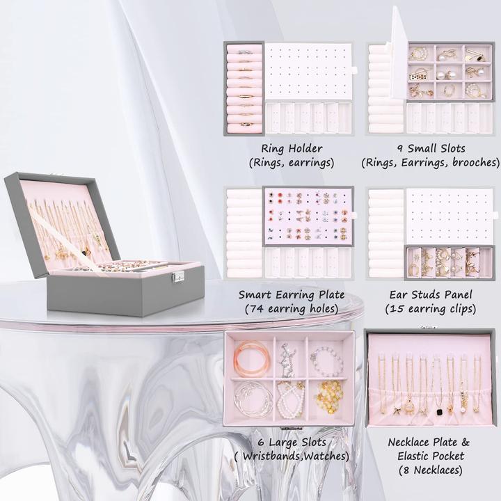 Produktbild Only-Bags.Store Schmuckkästchen 2 Schichten Pu-Leder-Schmuck Aufbewahrung Portable abschliessbare