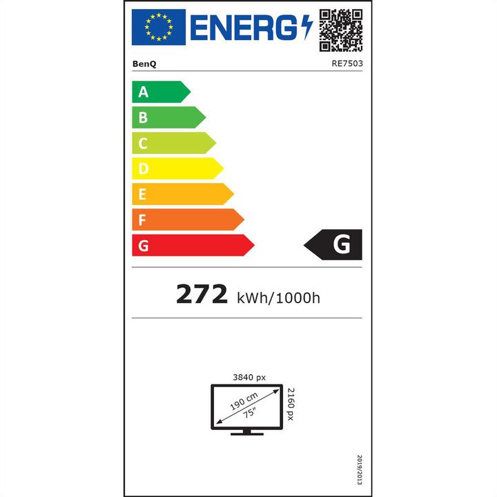 Energy Label BenQ RE7503 LFD EZWRITE 6 (3840 x 2160 Pixels, 75")