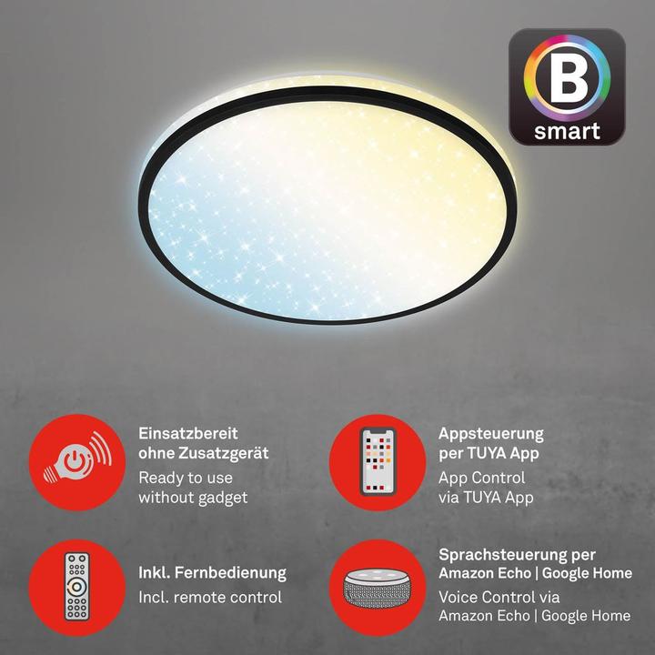 Produktbild Briloner B smart WiFi + Bluetooth CCT-LED Deckenleuchte mit Backlighteffekt (2500 lm)