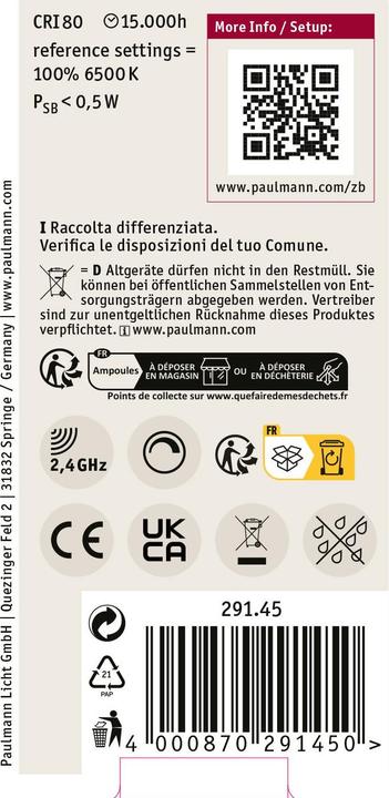 Produktbild Paulmann AGL Zigbee Filament (E27, 11 W, 1055 lm, 1 x, F)