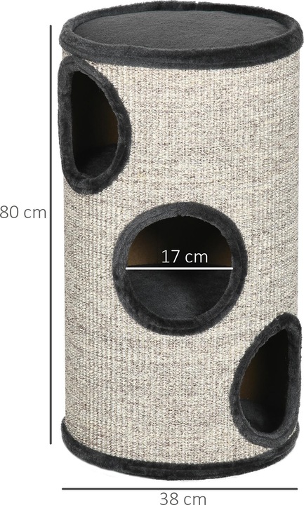 Immagine prodotto PawHut Cestino per grattini con 3 vani (70 cm, Grigio)