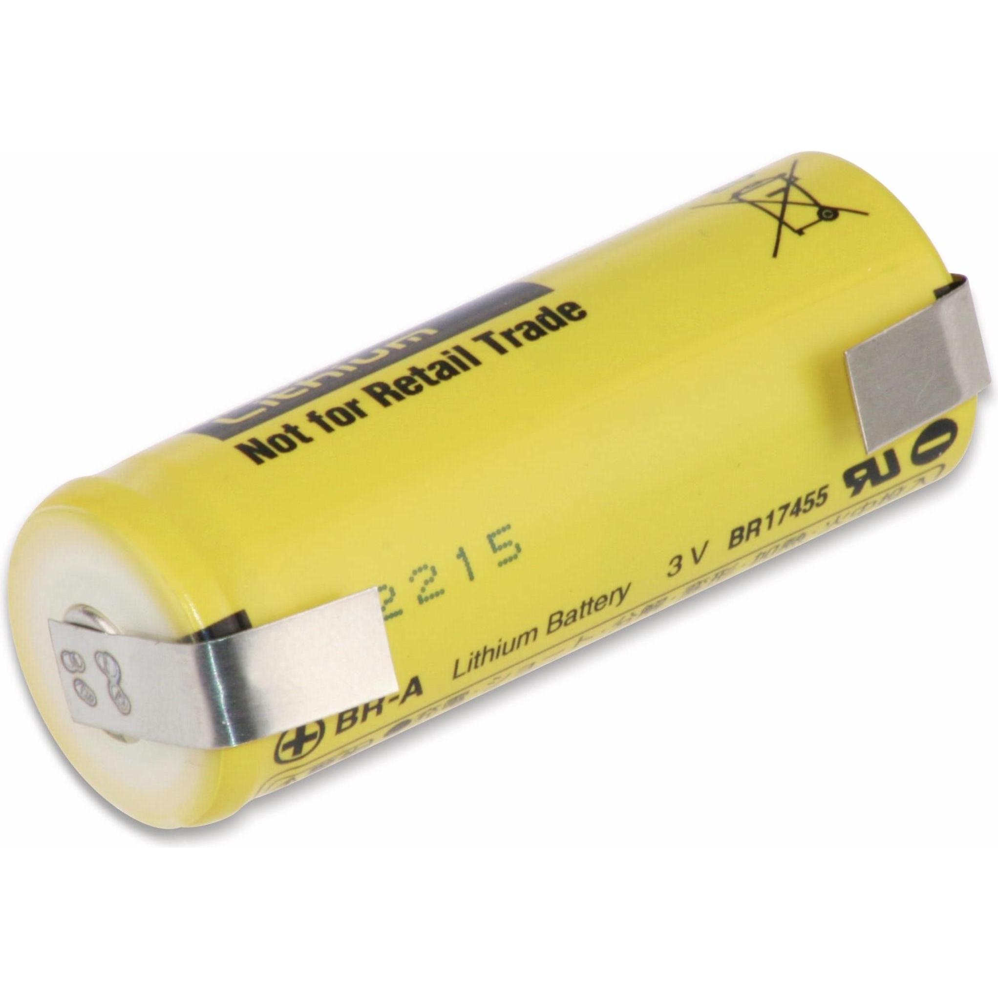 Panasonic Lithium-Batterie BR-A, mit U-Lötfahne, 3 V-, 1800 mAh (1 Stk., 1800 mAh), Batterien + Akkus
