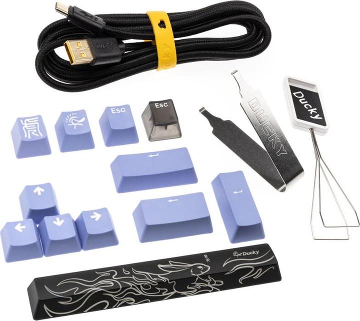 Actual product image Ducky One 3 Aura Black TKL Gaming Keyboard, RGB LED - MX-Blue (US) (Eng. Int., Cable)