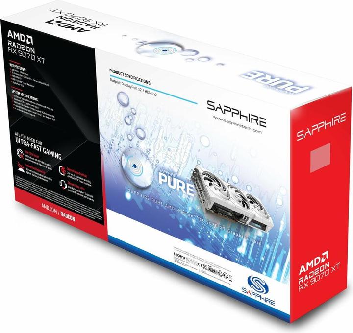 Actual product image Sapphire Pure Radeon RX 9070 XT Gaming OC (16 GB)