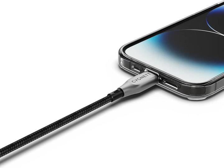 Productafbeelding Cygnett Gepantserde Lightning-naar-USB-A-kabel, 12 W (1 m, zwart) (1 m, USB 2.0, 12 W)