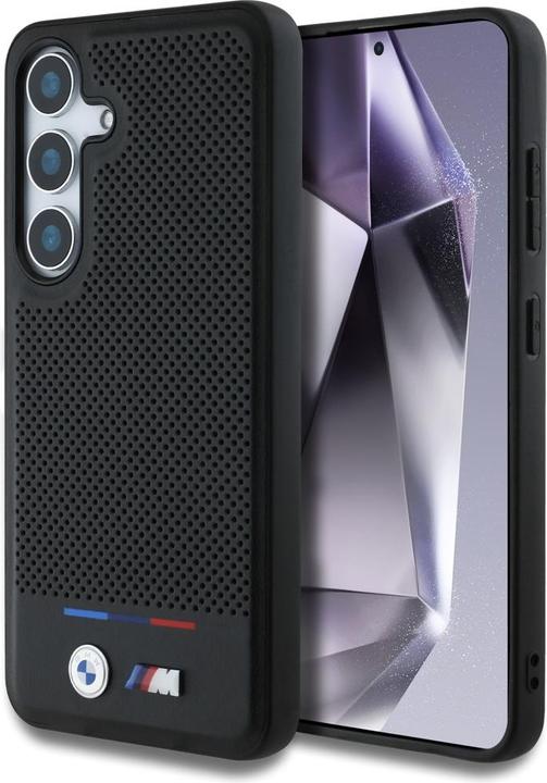 Productafbeelding BMW Leather Tricolor Stripe MagSafe Case for Samsung Galaxy S25 - Black (Samsung Galaxy S25)