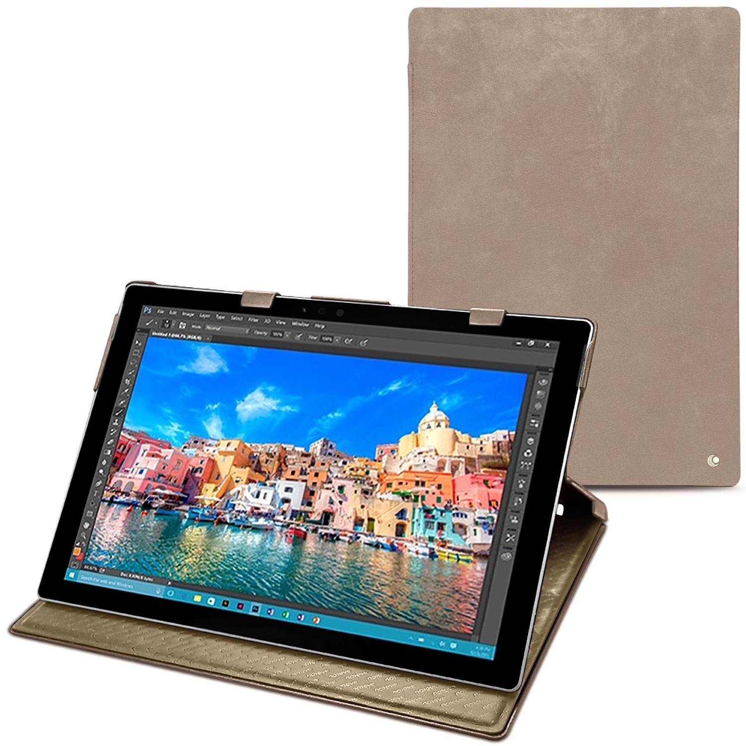 Noreve Lederschutzhülle vertikal (Microsoft Surface Pro 4), Tablet Hülle, Beige