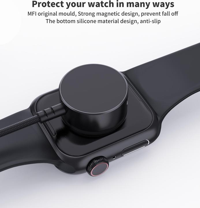 Produktbild Choetech T319 MFI 5W kabelloses Ladegerät für Apple Watch + USB-C-Kabel – Schwarz (5 W)