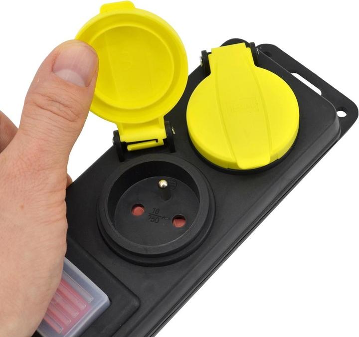 Produktbild AW Tools AWTOOLS PRZEDŁUŻACZ WARSZTATOWY CZARNY 5 GNIAZDA 5,0m Z UZIEMIENIEM, WYŁĄCZNIK IP44 3x1,5mm (5 m)