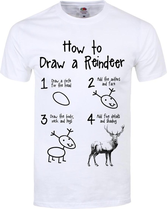 Produktbild Grindstore How To Draw A Reindeer TShirt (XL)