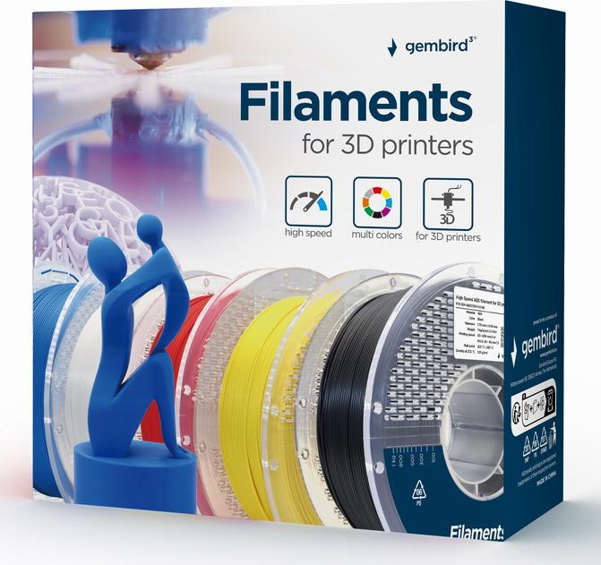 Actual product image Gembird 3DP-PLA-FL2-01-BK (1.75 mm, 1000 g)