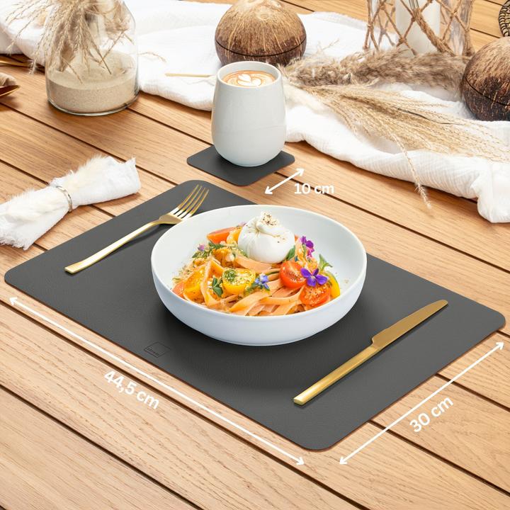 Produktbild Sänger Geschirr Platzset rechteckig, Anthrazit & Braun (6x)