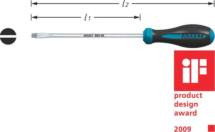 Produktbild HAZET Schraubendreher HEXAnamic 802-30 ∙ Schlitz Profil ∙ 0.6 x 3.5 mm (Schlitzschrauben)