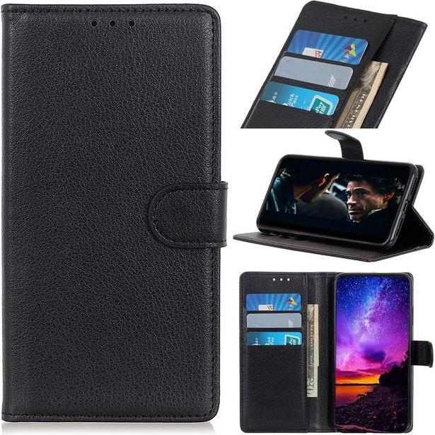 Thumbnail - MU Classic Litchi Leder Bookcover Series (Huawei Mate 30 Lite), Smartphone Hülle, Schwarz