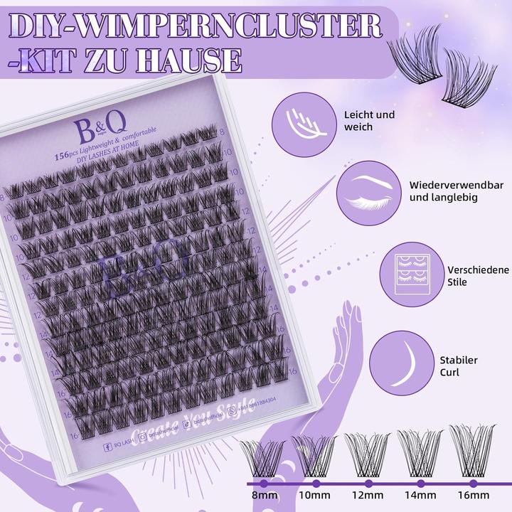 Image du produit B&Q Lash Extension Set mit Kleber und Applikatoren (Cils artificiels, Colle pour cils, Applicateur de cils)