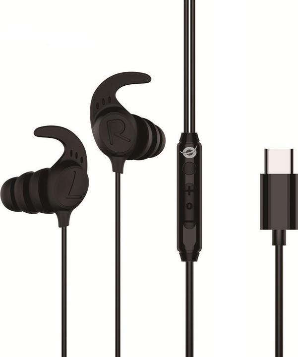 Conceptronic In-Ear Headset USB-C/Mikro/Ergono./+ 1.20m sw (ANC, Cable)