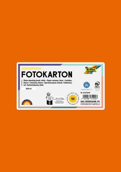 Produktbild Folia Fotokarton A4, Hellorange, 50 Stück (300 g/m², 50 x)
