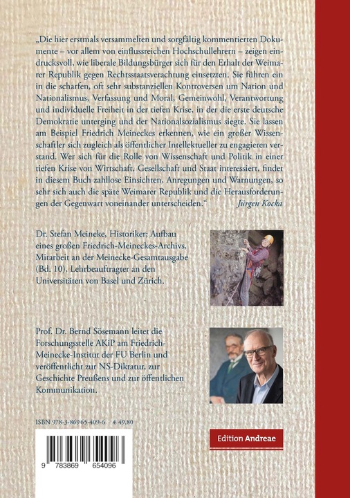 Produktbild Friedrich Meinecke. Vernunftrepublikaner aus Überzeugung (Deutsch, Stefan Meineke, Bernd Sösemann, 2023)