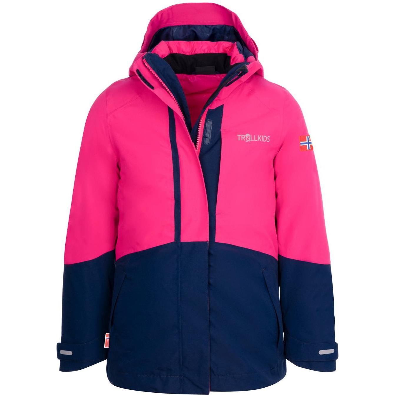 Trollkids, Unisex, Jacke, Girl's Skanden 3in1 Jacket (176), Rosa, Blau, 176