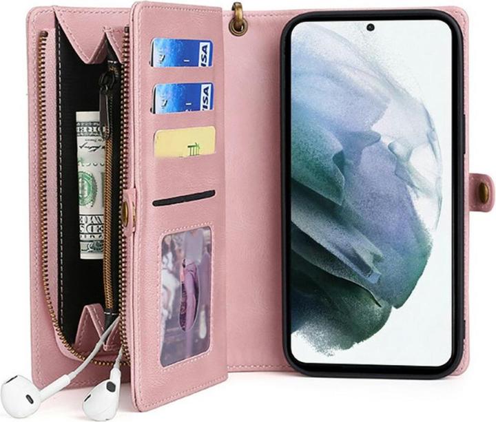 Actual product image Megshi Galaxy S21 FE - wallet case combi pink (Samsung Galaxy S21 FE)