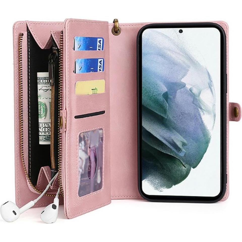 Thumbnail - Megshi Galaxy S21 FE - Brieftaschen Hülle Kombi rosa (Samsung Galaxy S21 FE), Smartphone Hülle, Rosa