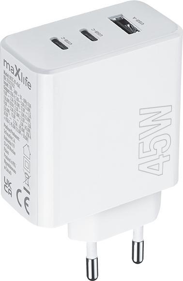Produktbild Maxlife MXTC-07-45ACC PD QC Ladegerät 2x USB-C 1x USB 45W weiss (45 W, 3 Ports)