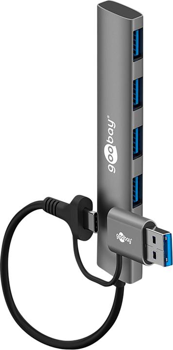 Goobay 2in1 Slim 4-Port USB-Hub, 5 Gbit/s (USB-A, USB-C, 4 ports)